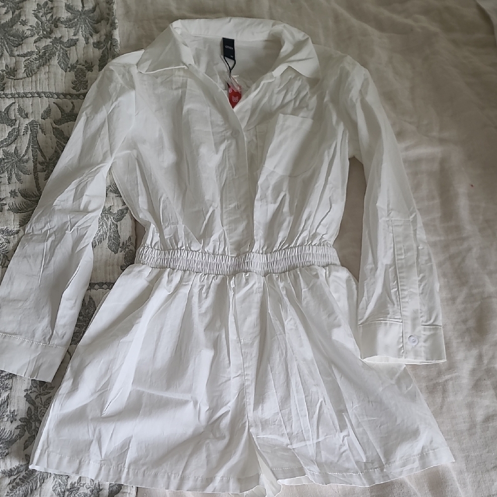 Cider Crisp White Collared Romper